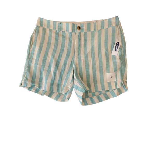 Old Navy Pants - Old Navy Everyday Shorts 5" Inseam Linen Blend Striped Size 6 NWT
